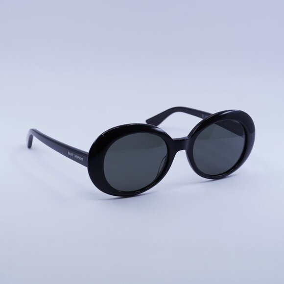 Saint Laurent SL98 CALIFORNIA 002 Sunglasses Black Oval Frame, Grey Lenses main image 8